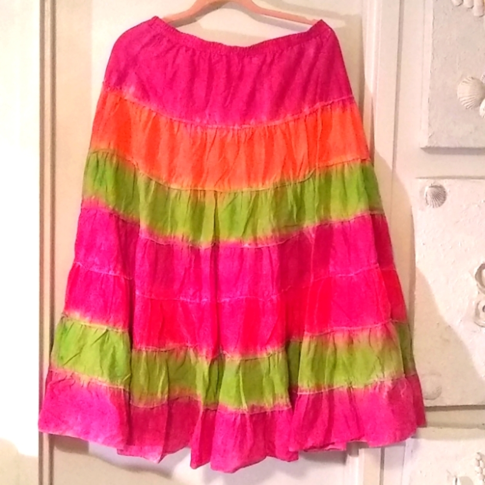 Multicolor Cotton Skirt  L